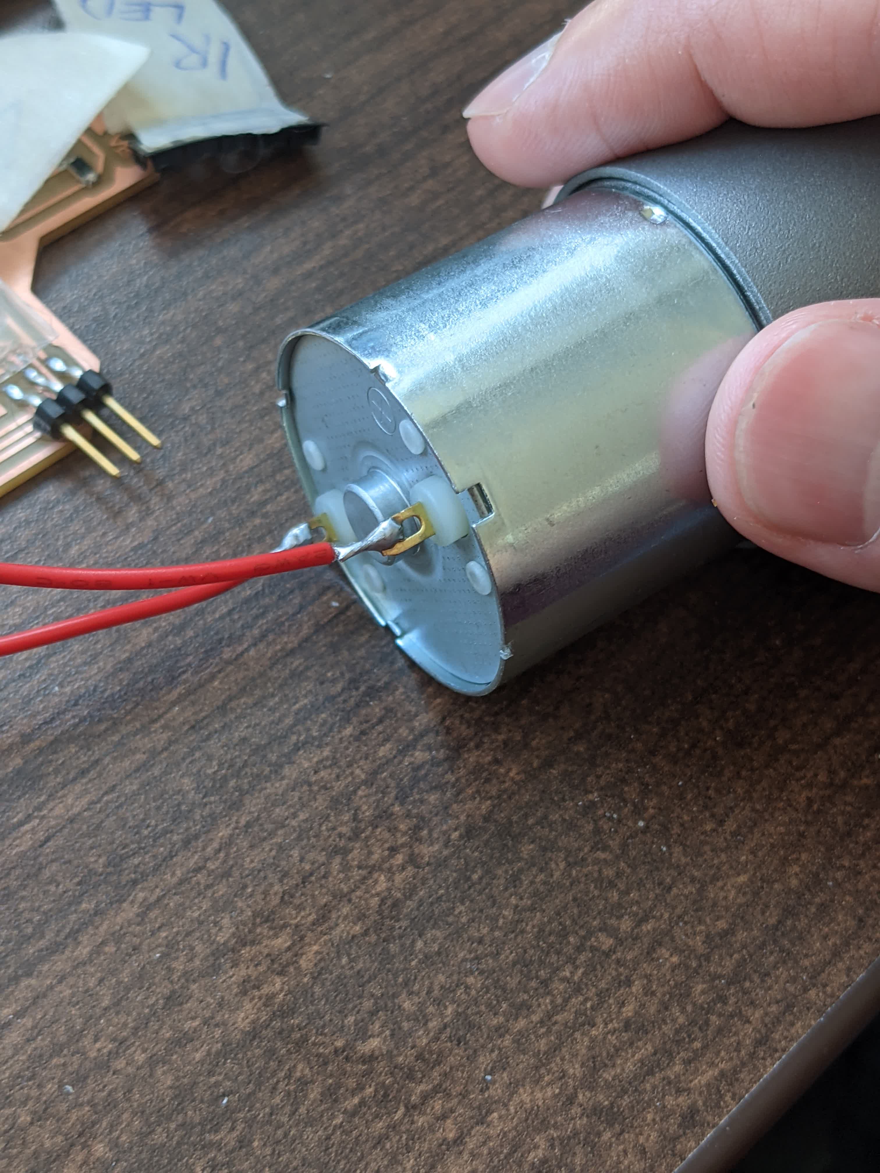 motor pin soldered